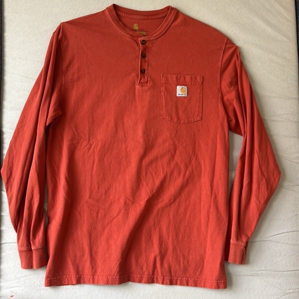 Carhartt [Large Tall] - Color: Rust - Long-Sleeve - Loose Fit Henley Shirt